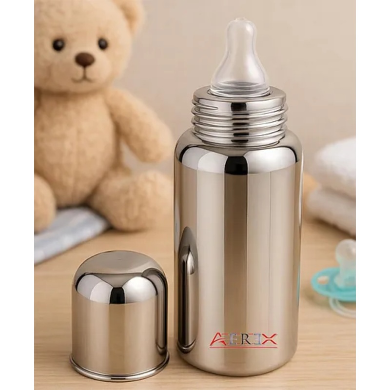 AEREX Stainless Steel Baby Feeding Bottle for Milk | Baby Feeding Milk Bottle | Feeding Bottle for Babies, Infants & Toddlers | Milk Drinking Bottle | Ideal for Newborns (240 Ml)
