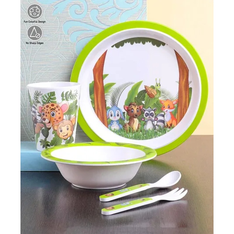 Baby Dinner Set Animal Print Pack Of 5 – Multicolor