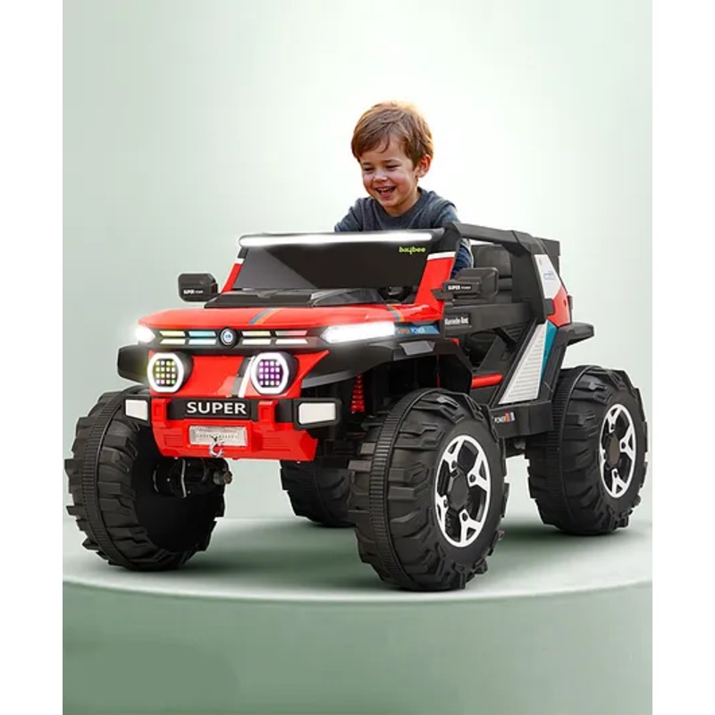 Baybee Thor 44 Battery Operated Jeep for Kids, Ride on Toy Kid Car with Dual Seat, LED Light, Bluetooth & Music | Baby Big Battery Cars | Electric Jeep Car for Kids (Red)