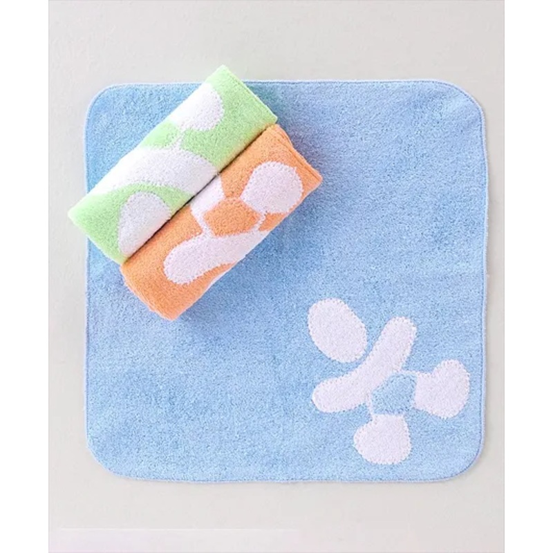 Child World Cotton Terry Wash cloth Doll Print Pack of 3 L 26.6 x B 26.6 cm – Blue Green & Peach