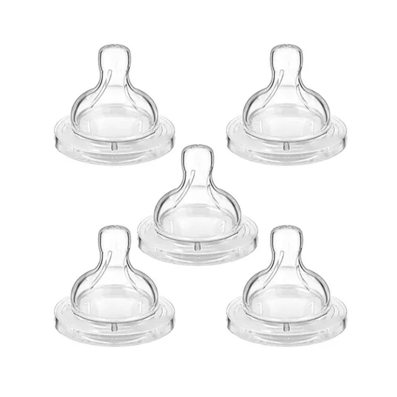 Chinmay Kids Baby Silicone Nipple with Soft Milk Feeding Head in Fast Flow Conical Shape Design for All Newborn, Infant, Toddlers for Steel Feeding Bottles Pack of 5 Transparent