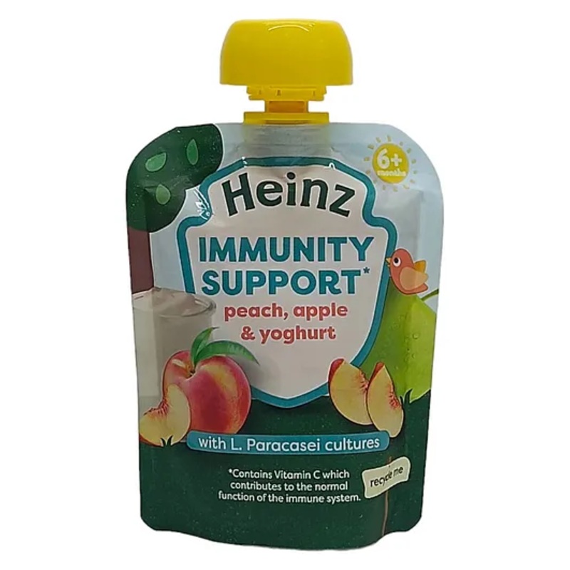 Heinz Baby Food Pouch, Immunity Support, Peach, Apple & Yoghurt (7m+) – 85g