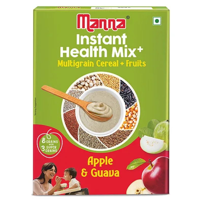 MANNA Instant Health Mix+ Multigrain Cereal with Milk, Apple & Guava | 2 to 6 Years kids Cereal