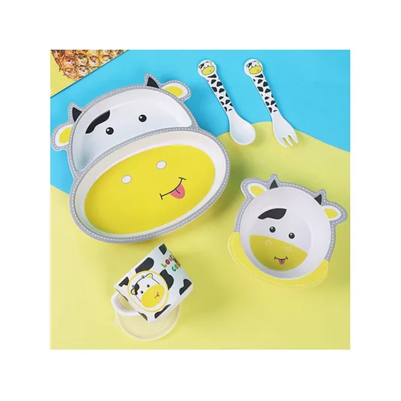 Sanjary Bamboo Tableware Cow Shape – Yellow