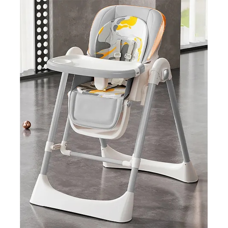 StarAndDaisy Baby High Chair Galaxy 2in1 Rocking Dining Chair 4 Level Reclining Position, Adjustable Height, Locking Wheels, 5 Point Safety Belt, Grey