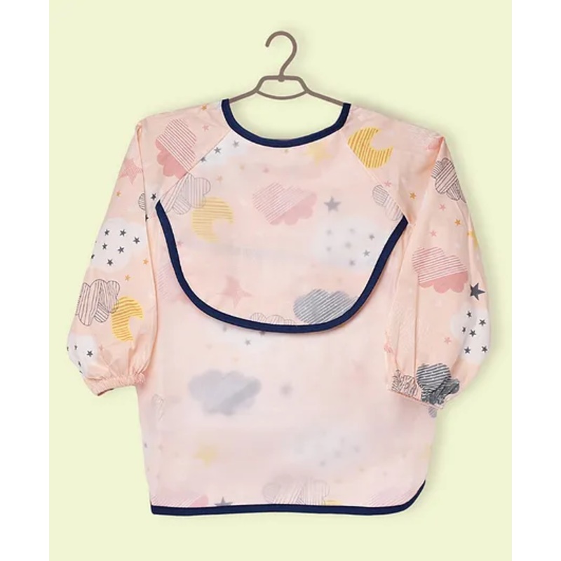 The Little Lookers Baby Bibs with Pocket I Long Sleeved Bib for Toddlers, Kids I Washable, Lightweight & Waterproof, Bibs for 6-24 Months Baby – Print May Very (Peach)