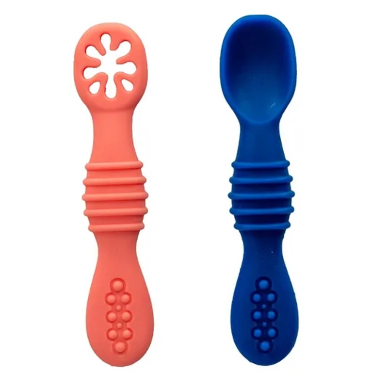 Adore SILICA – The Trainer Silicon Weaning Feeding Spoon Set- Pack of 2 ( Magenta+Blue)
