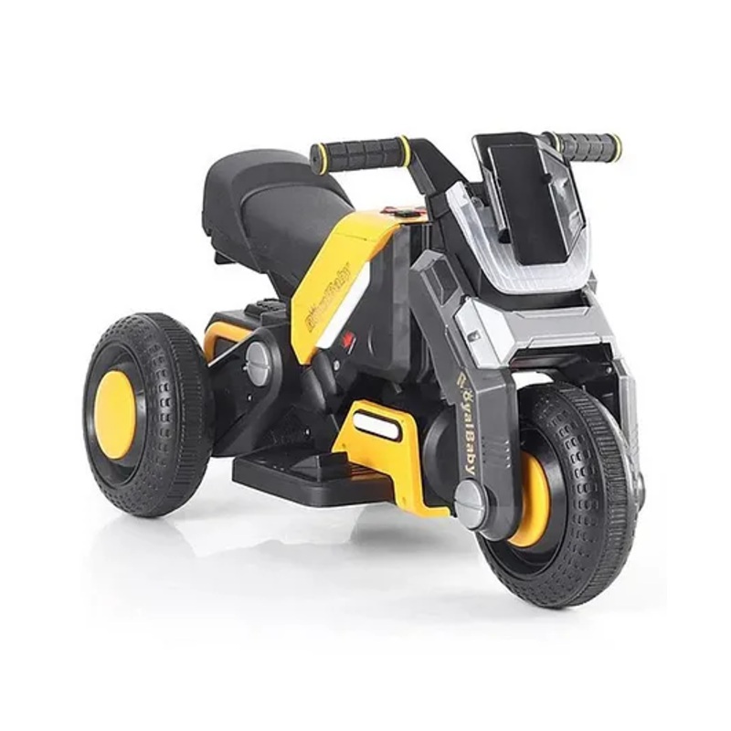 Ayaan Toys  Hyrider 6V Electric Kids Bike with Rechargeable 6.5 Ah Battery Inbuilt Imported Motor Drive | Bluetooth Music Player,Front LED Light, Large Seat and Tyres & Foot Accelerator Pedal Bike – Yellow