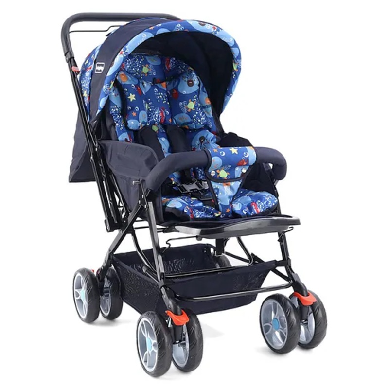 Babyhug Comfy Ride Stroller With Reversible Handle – Blue