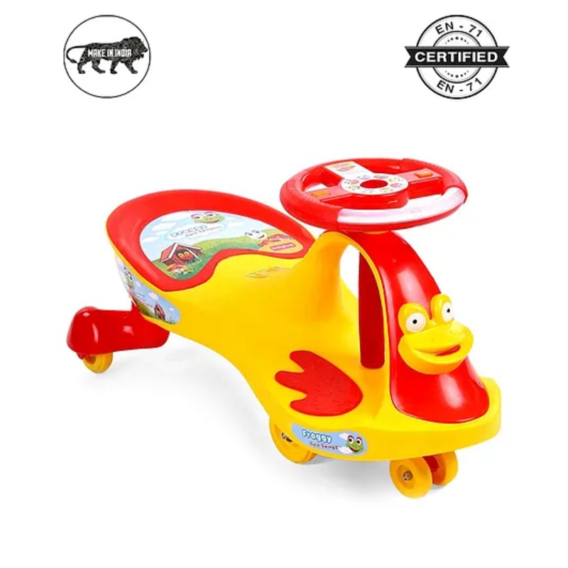 Babyhug Froggy Gyro Swing Car With Easy Steering Wheel – Yellow