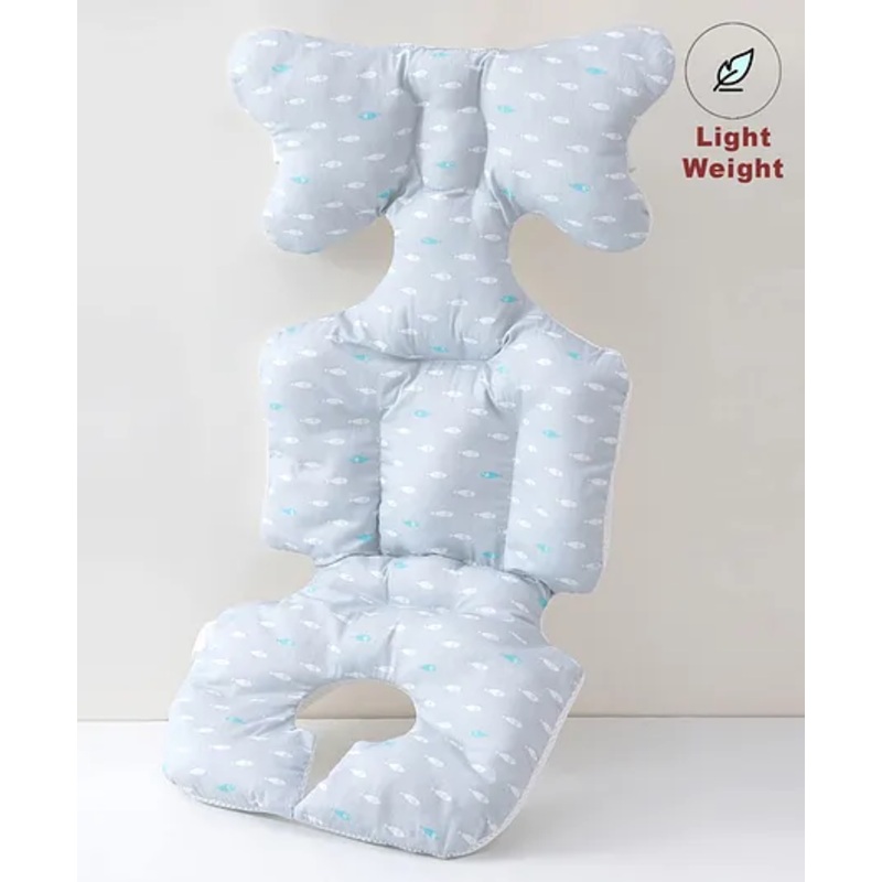 Babyhug Stroller Cushion Fish Print – Blue| Breathable Fabric| Soft & Fluffy