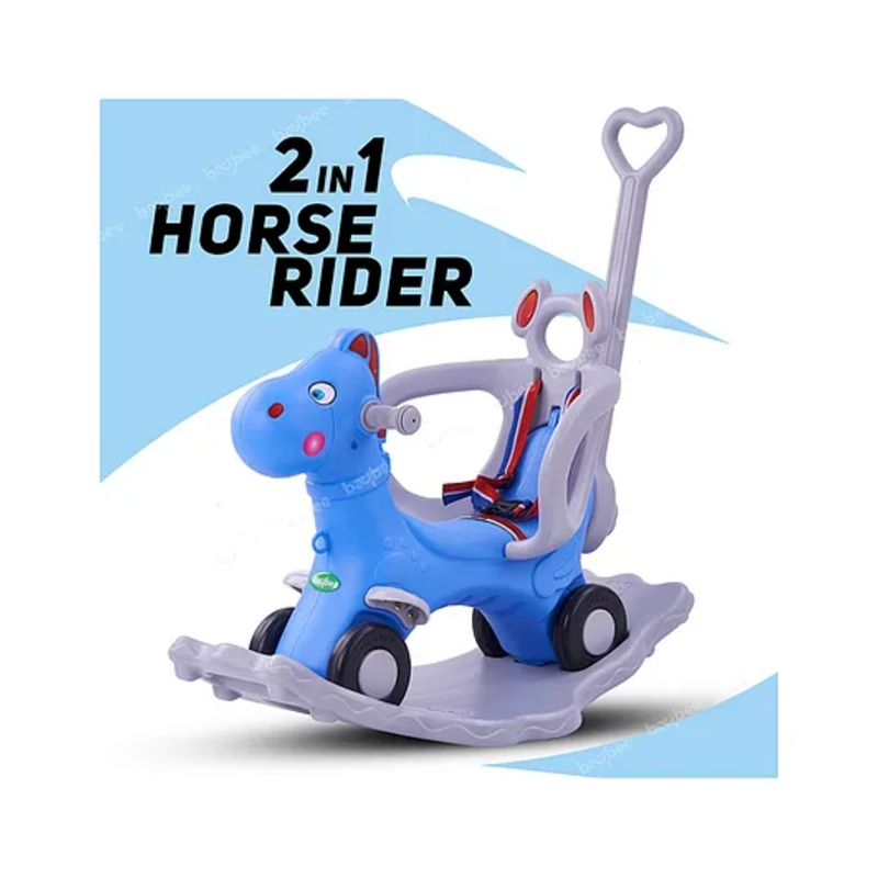 Baybee 2 in 1 Rocker Horse With Ride On Push Car – Blue