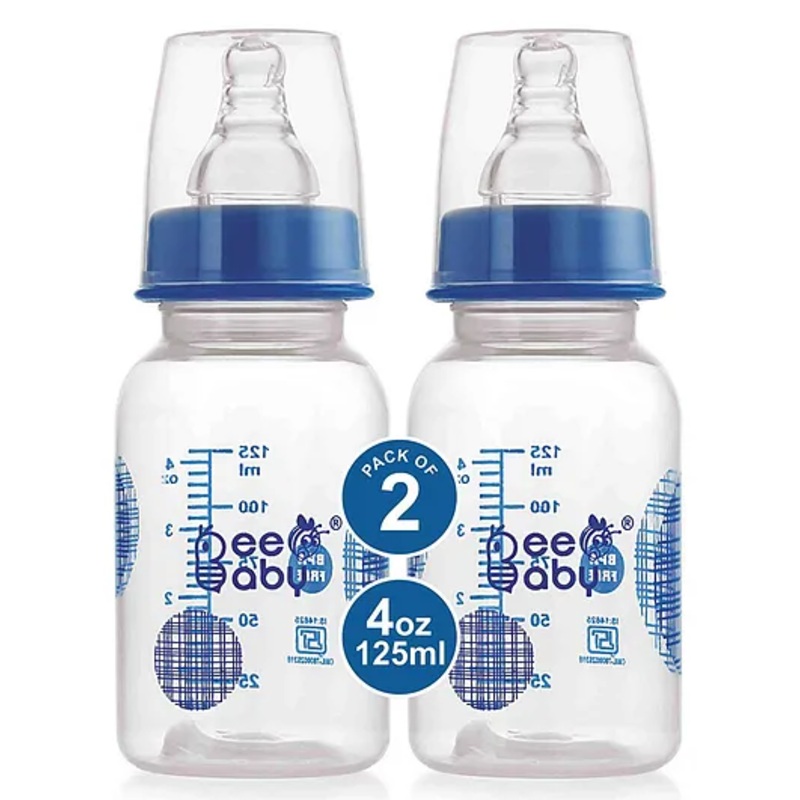 BeeBaby Basic Slim Neck Baby Feeding Bottle with Anti-Colic Nipple Pack Of 2 Blue – 250 ml