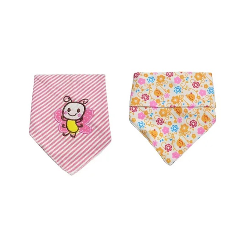 Chinmay Kids Reusable Baby Bibs Two Layered Cute Prints Edges Assorted Color Pack of 2  (Green-Orange)