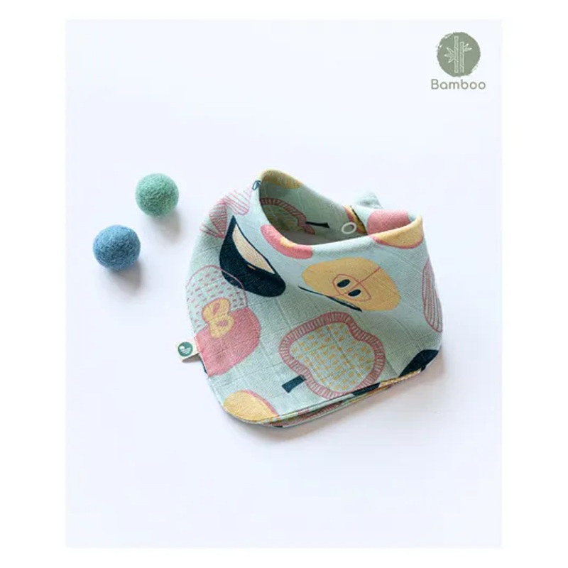 Cocoon Care Unisex Bamboo Muslin Light Green double sided 2 in 1 Bib and Wash Cloth for Baby