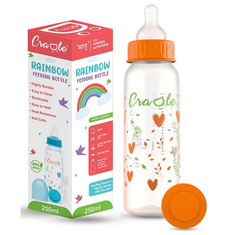 Cradle Rainbow Feeding Bottle – 250ml – Parrot Green