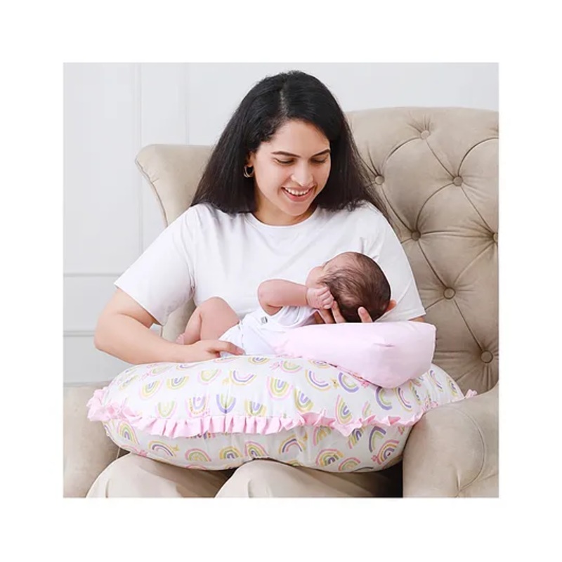 Fancy Fluff Organic Feeding Pillow + Support Pillow – Rainbow Dreams
