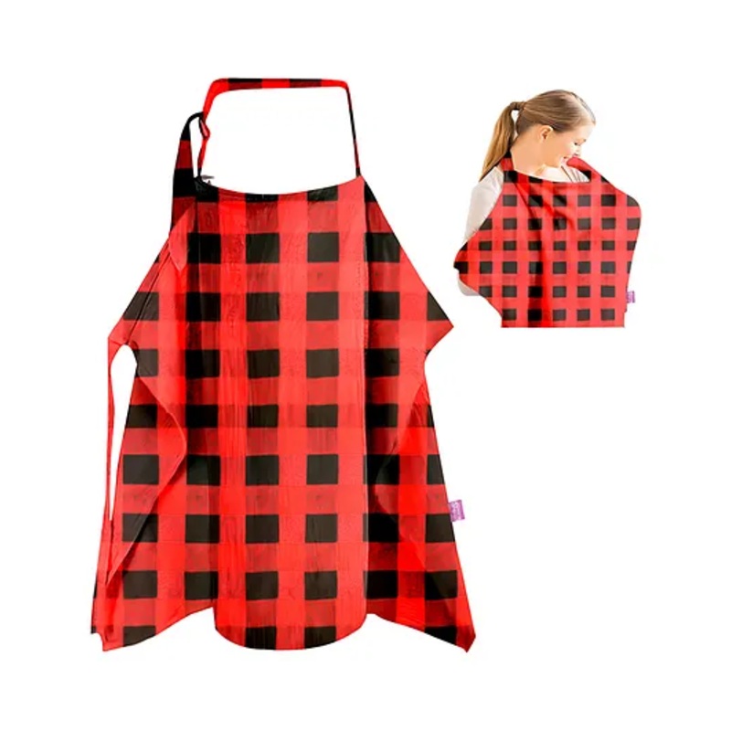 Get It Premium multi usage Breastfeeding Cover Apron Model nursing cover adjustable strap easy Use in travel – Red Checked