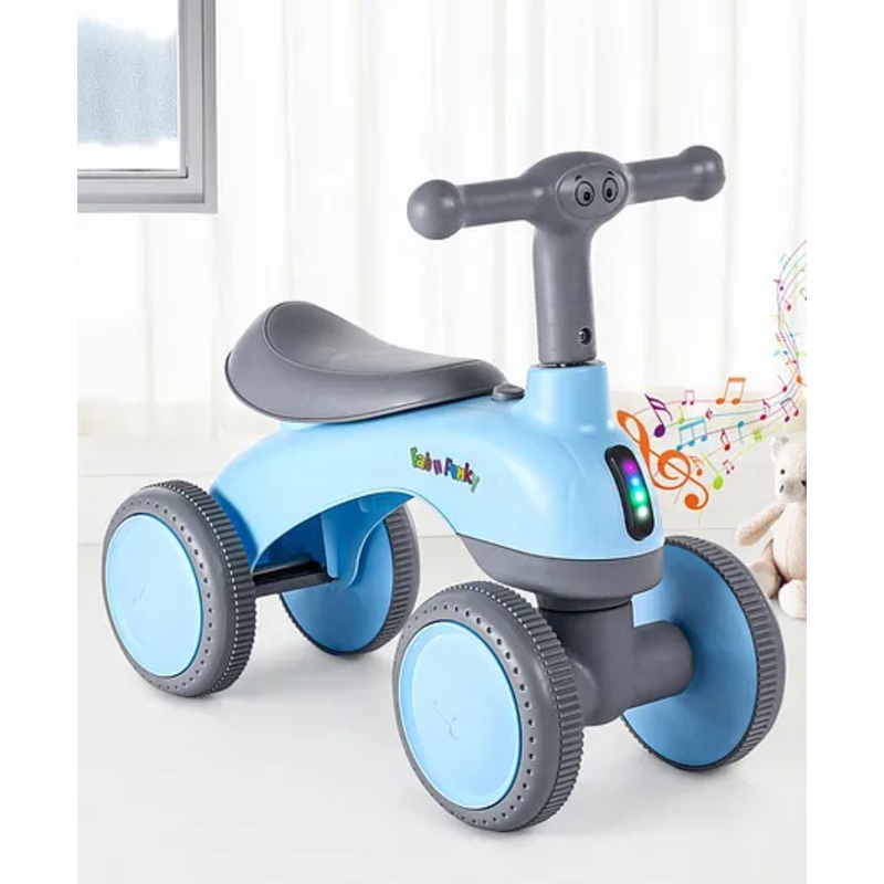 JoyBoot Zoomie Sturdy Balance Bike Toddler Ride on|Manual Push Bike|with LED Lights & Music – Blue & Grey