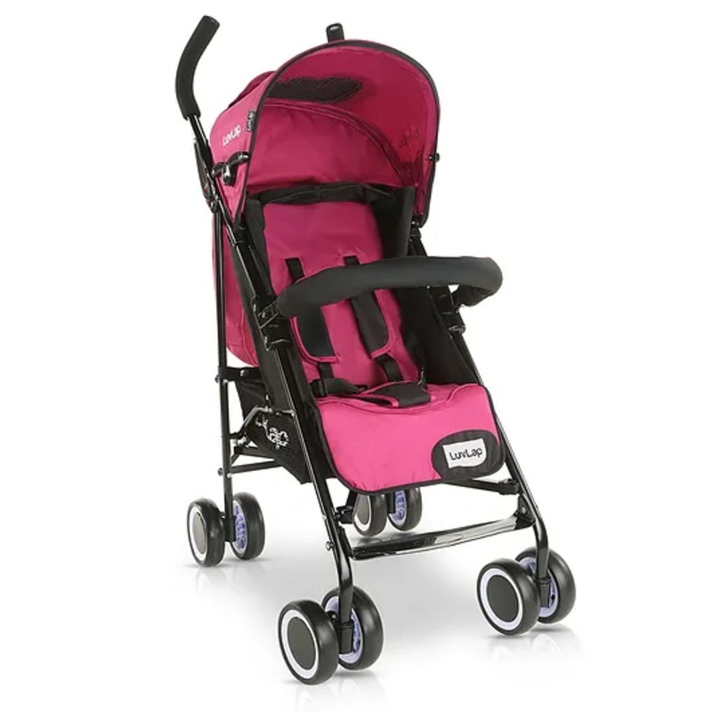 LuvLap City Baby Stroller, Lightweight & Compact Travel-Friendly Pram for 636 Months with 5-Point Harness, Adjustable Recline, Canopy, 15kg Capacity  Pink