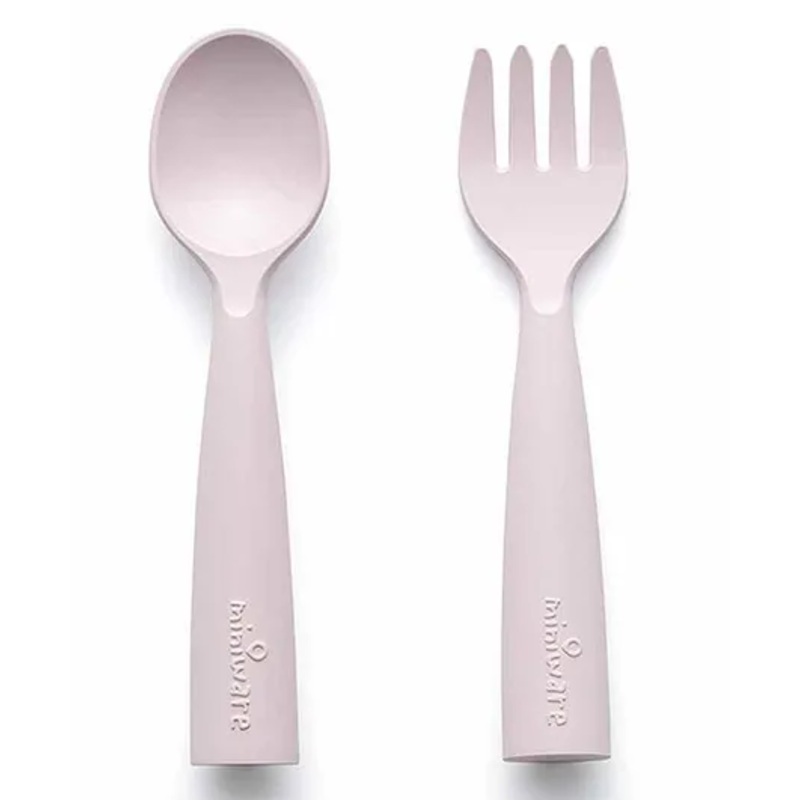 Miniware My First Cutlery Fork & Spoon Set with Carry Pouch for Kids – Plant-Based, Non-Toxic & Plastic-Free – Cotton Candy