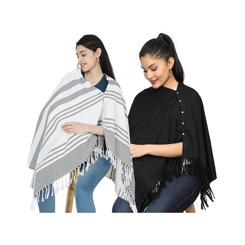 nene Mothers Multi-Purpose Large Size Nursing Feeding Scarf-Grey & Black
