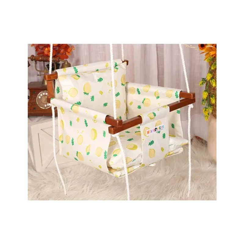 New Comers Garden Swing for Kids with 2 Pillows Lemon Print – Yellow