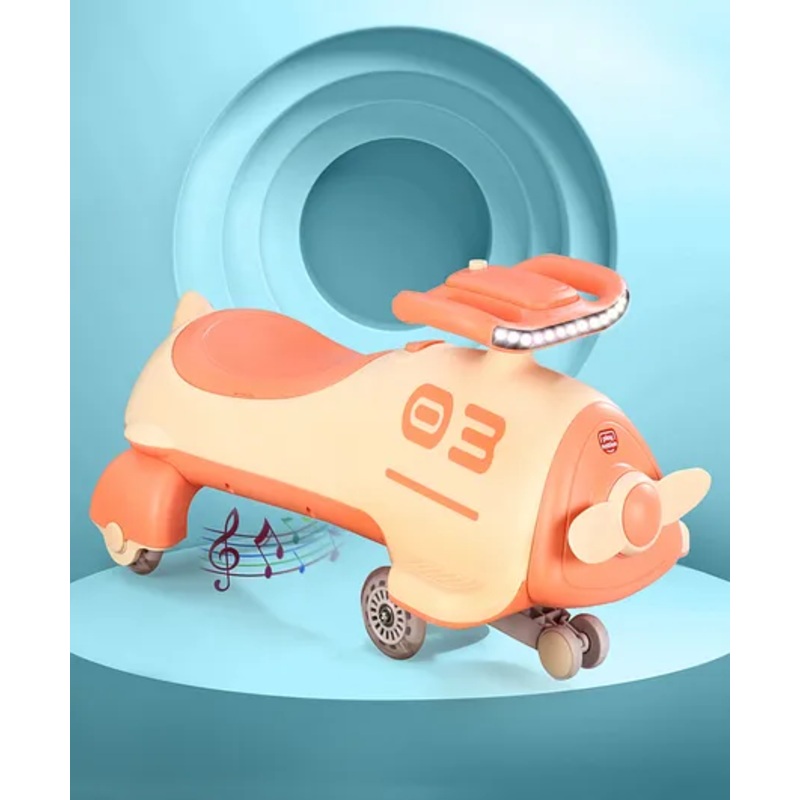 Play Nation Premium Aero Kids Magic Swing Car With Music Lights & ABEC 7 Bearing with PU LED Wheels – Orange