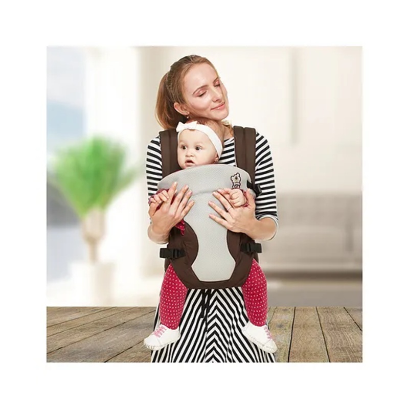 R for Rabbit Cuddle Snuggle New Baby Carriers cum Kangaroo Bag, Ergonomic Baby Carrier with 3 carry Position, Adjustable Hip Seat Belt for for 6 to 24 months Kids, Max Weight up to 15 Kg (Brown Grey)