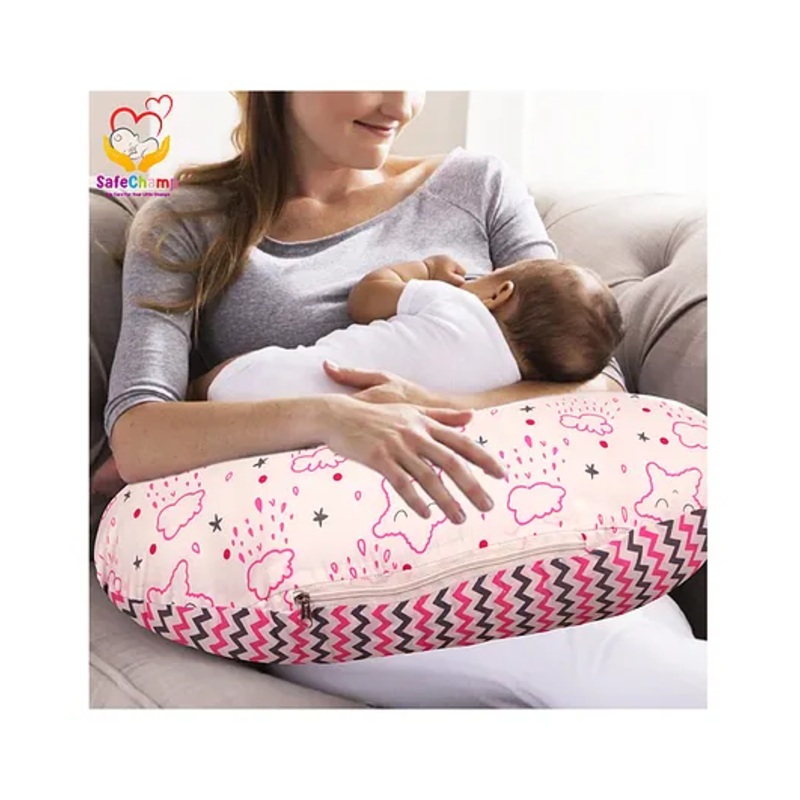 SafeChamp Shower Multipurpose Baby Feeding Pillow Nursing Cum Maternity Pillow – Pink