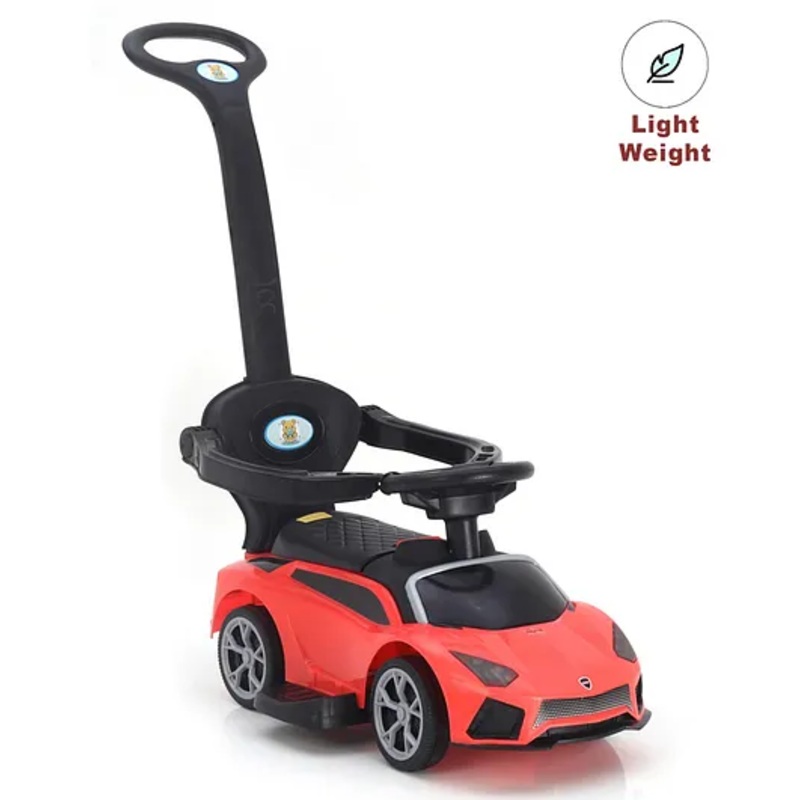 Babyhug 3 in 1 Manual Push Ride on Car with Parent Push Handle – Red
