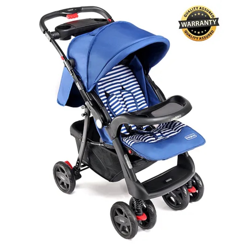 Babyhug Wander Buddy Stroller With Rear Parent Utility Box With Cup Holder – Blue