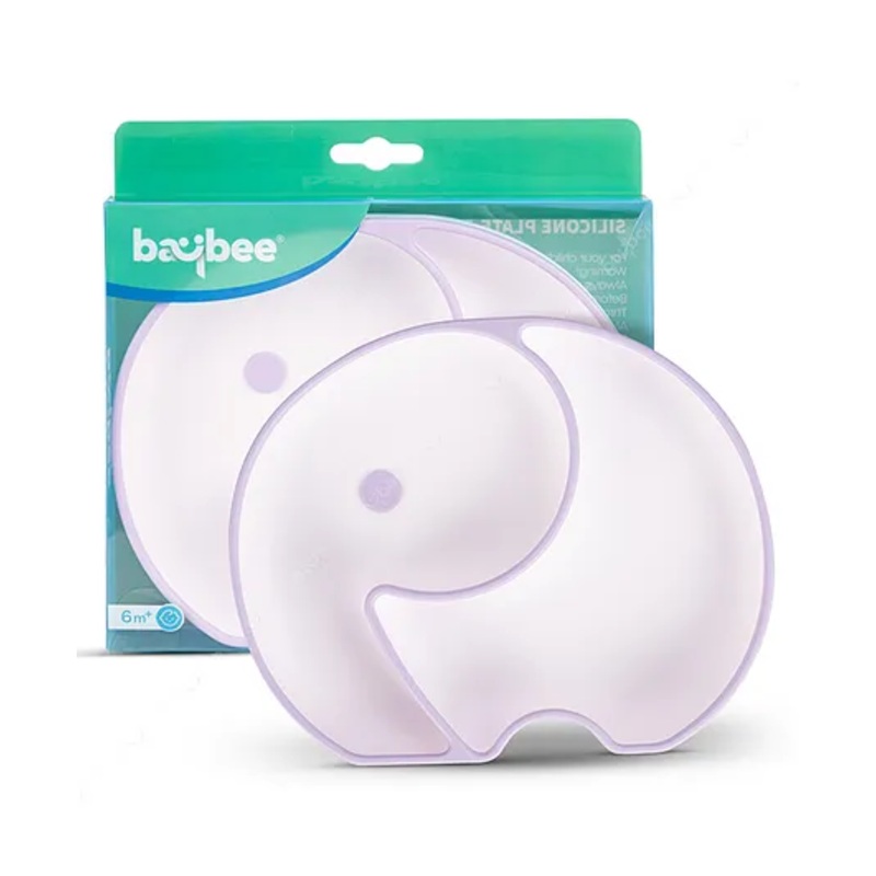 Baybee Elephant Silicone Suction Plate for Kids – Purple