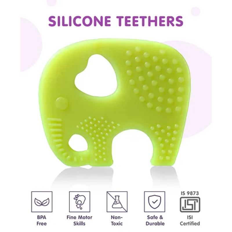 Elephant Shape Silicone Teether – Yellow
