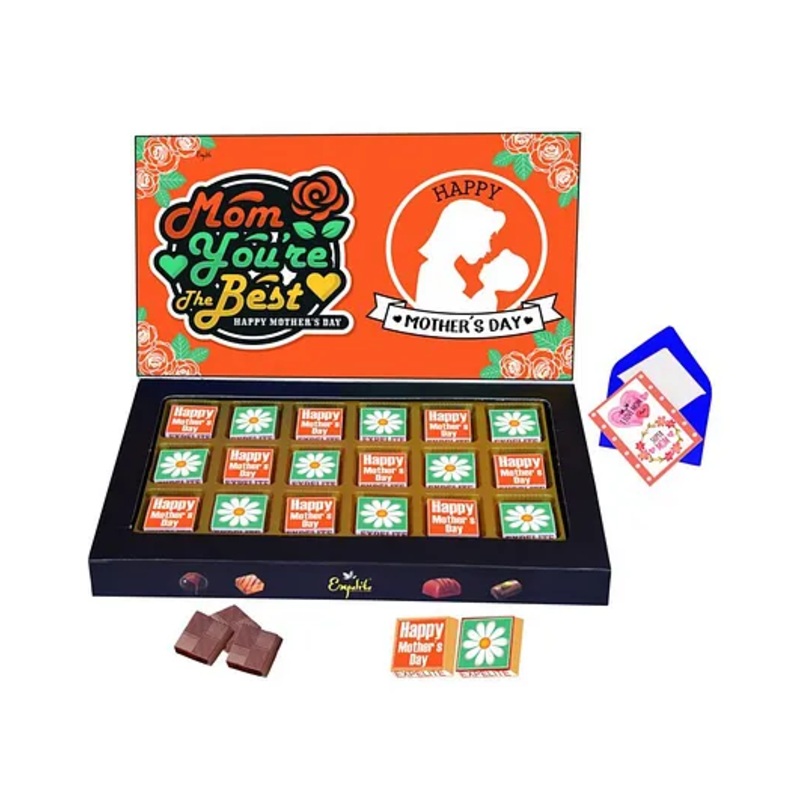 Expelite Mothers day Chocolate and Greeting Card Gift – Pack of 18