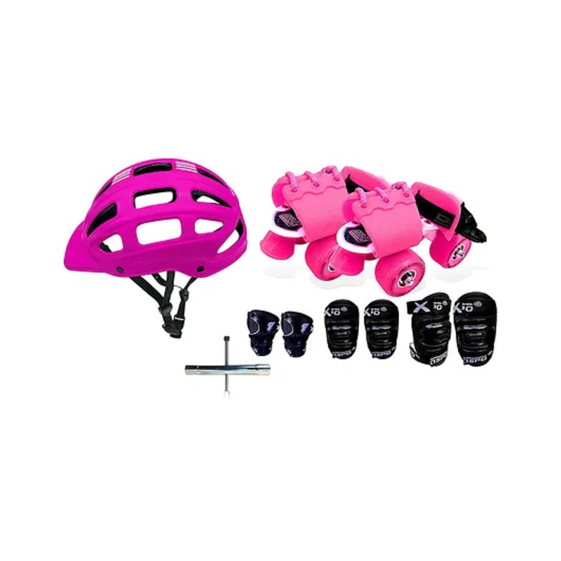 Jaspo Junior Pro Adjustable Roller Skates Combo – Pink