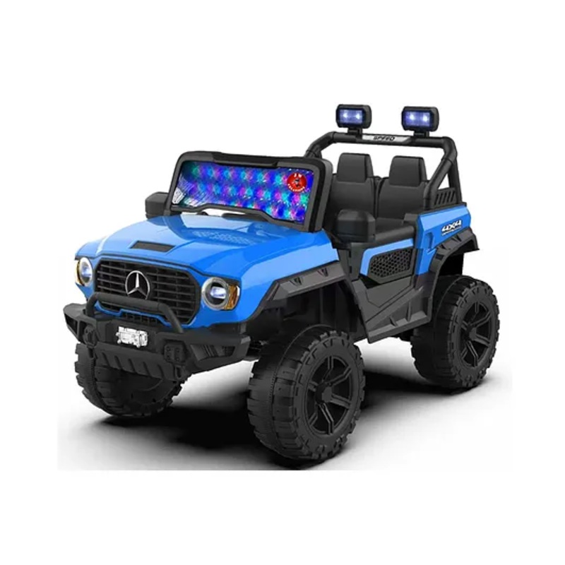 JN Creations 12V Rechargeable Battery Operated Ride On U-700 Jeep for Kids with Remote Control (Blue Painted)