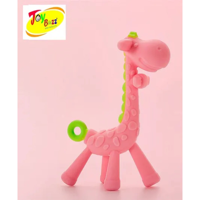 Joy Buzz Giraffe Shape Silicone Teether – Pink