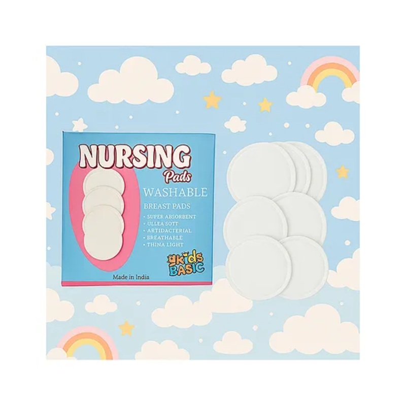 KIDS BASIC Nursing Breast Pads for Feeding Mother Washable, Reusable Soft Breast Pads (Pack of 7)