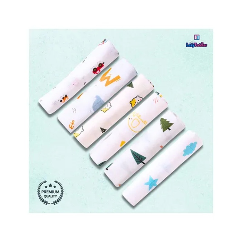 LazyToddler Muslin Washcloth  Set of 6  (ELE)