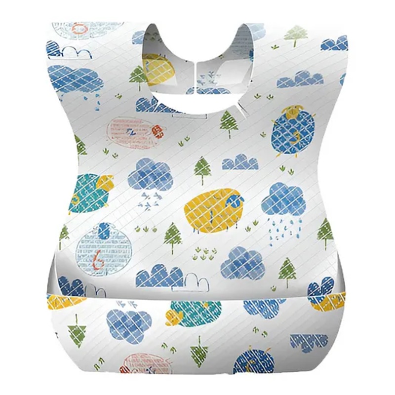 MOMISY Disposable Baby Bibs, 20 Pack Soft Travel Bibs for Feeding Infant Babies, Use and Throw Bibs, Toddler Drool Burp Apron, 3 Layer Absorbent Yet Waterproof Bib with 3D Crumb Catcher