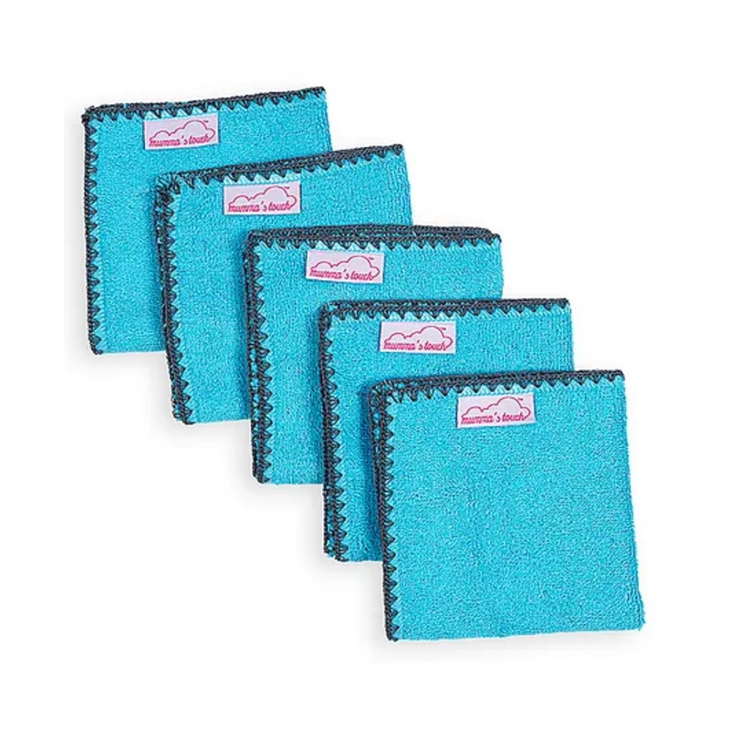 Mumma’s Touch Organic Bamboo Baby Towel Face Cloth – Aqua – Pack of 5