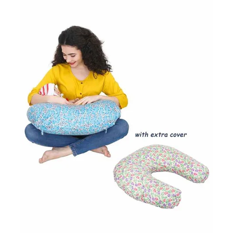 Nene Nursing Pillow with Two Pillow Covers – Blue White