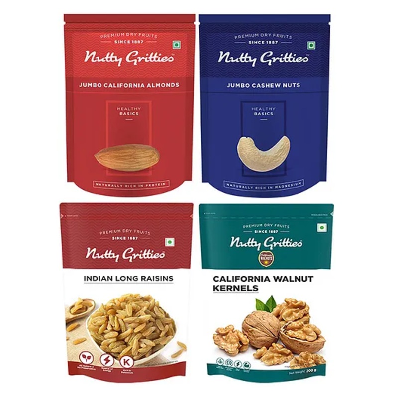 Nutty Gritties Mixed Nuts Dry Fruits – 200 gm Each