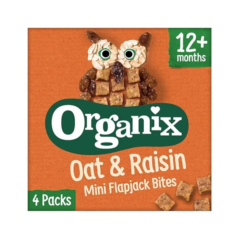 Organix Mini Flapjack Bites, Oat & Raisin (12m+) – 80g (4x20g)