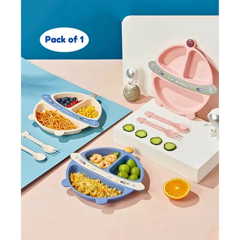 Puchku Baby Dinnerware set utensils for baby Divider Food Plate Space (1 Piece, Multicolor)