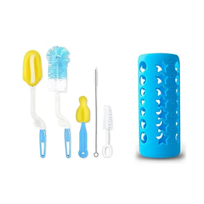 Safe-O-Kid 2-in-1 Baby Bottle Care Set  Soft Silicone Cover & Cleaning Brush (Assorted)