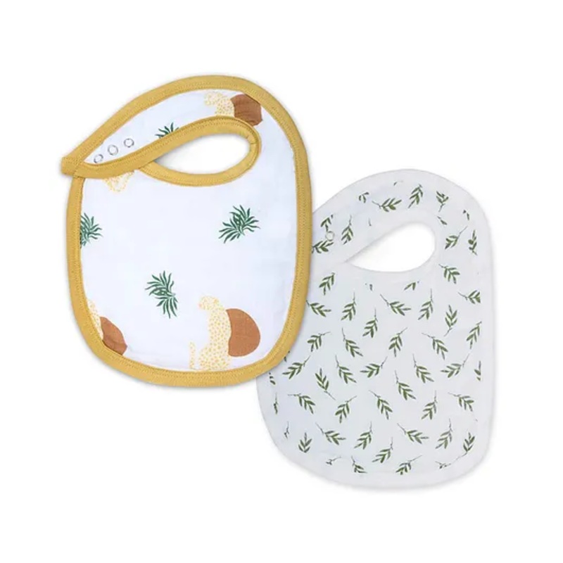 Theoni Cotton Muslin Snap Bib (Set Of 2)-Woody Tiger