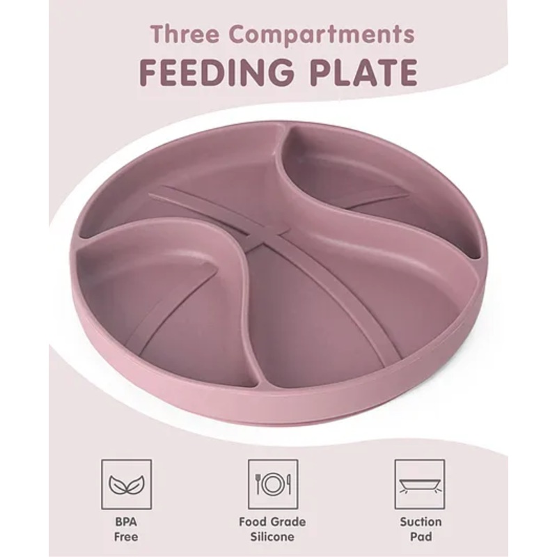 Three Compartment Feeding Plate – Purple| BPA Free| Encourages Self Feeding| Dishwasher Safe| Break Resistant| Boys & Girls| Stable Suction Base| Safe for Kids