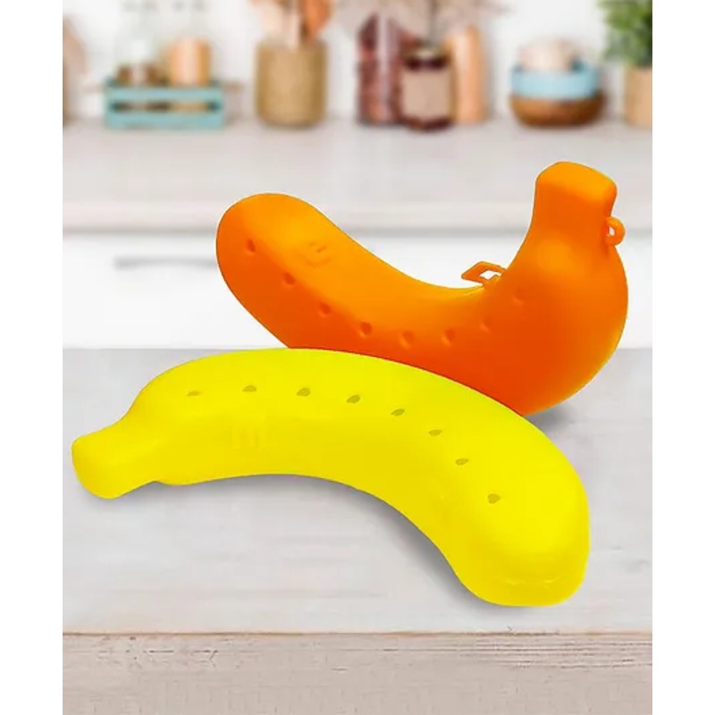 VGRASSP Banana Storage Case For Kids – Banana Box With Small Vents For School And Outdoor – Color May Vary (Pack Of 2)